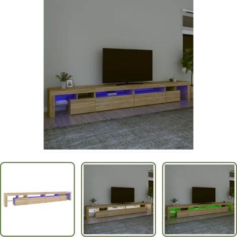 vidaXL Mueble de tv roble sonoma -  Mueble de TV con luces LED color roble Sonoma 290x36,5x40 cm