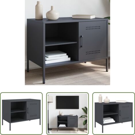 vidaXL Mueble industrial -  Mueble de TV acero gris antracita 68x39x50,5 cm