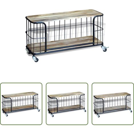 vidaXL Mueble industrial -  Mueble de TV de madera maciza de mango 100x40x45 cm