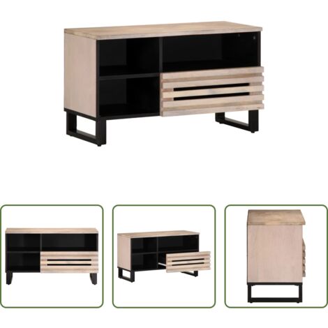 vidaXL Mueble industrial -  Mueble de TV madera maciza de mango 80x34x46 cm