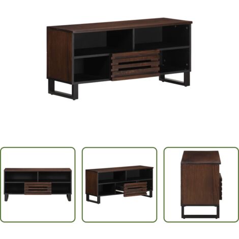 vidaXL Mueble industrial -  Mueble de TV madera maciza mango marrón 100x34x46 cm