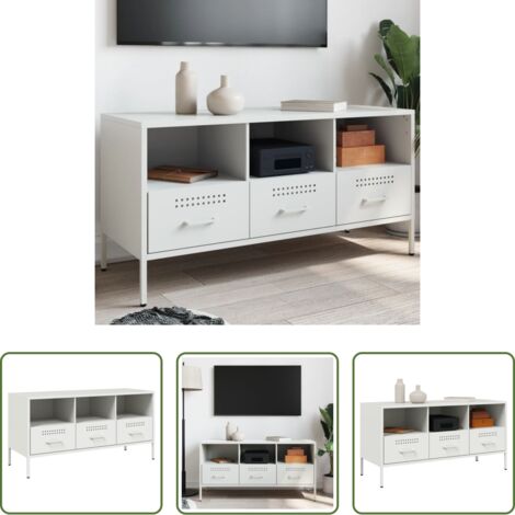 vidaXL Mueble industrial -  Mueble para TV acero blanco 100,5x39x50,5 cm
