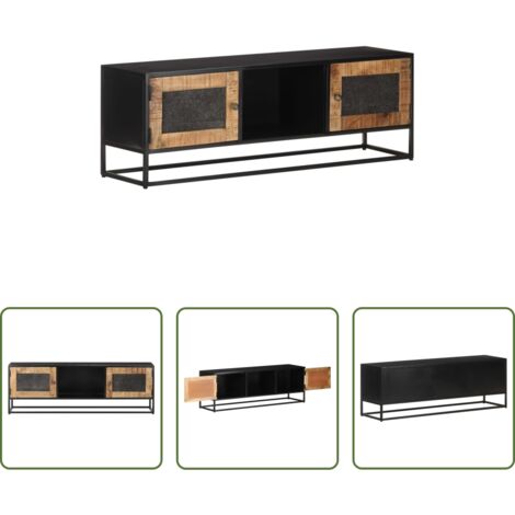 vidaXL Mueble industrial -  Mueble para TV de madera maciza de mango rugosa 120x30x40 cm