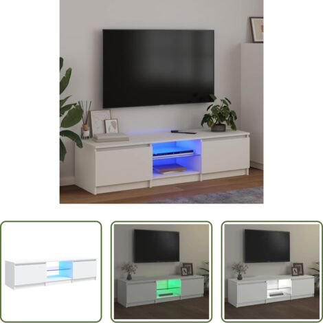 vidaXL Mueble moderno -  Mueble para TV con luces LED blanco 140x40x36 cm