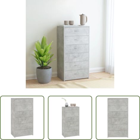 vidaXL Mueble para el teléfono -  Aparador con 6 cajones contrachapada gris hormigón 50x34x96cm