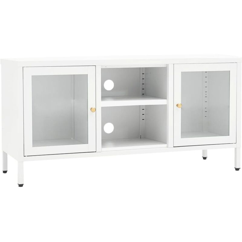 

Mueble para el televisor acero y vidrio blanco 105x35x52 cm - Blanco - Vidaxl