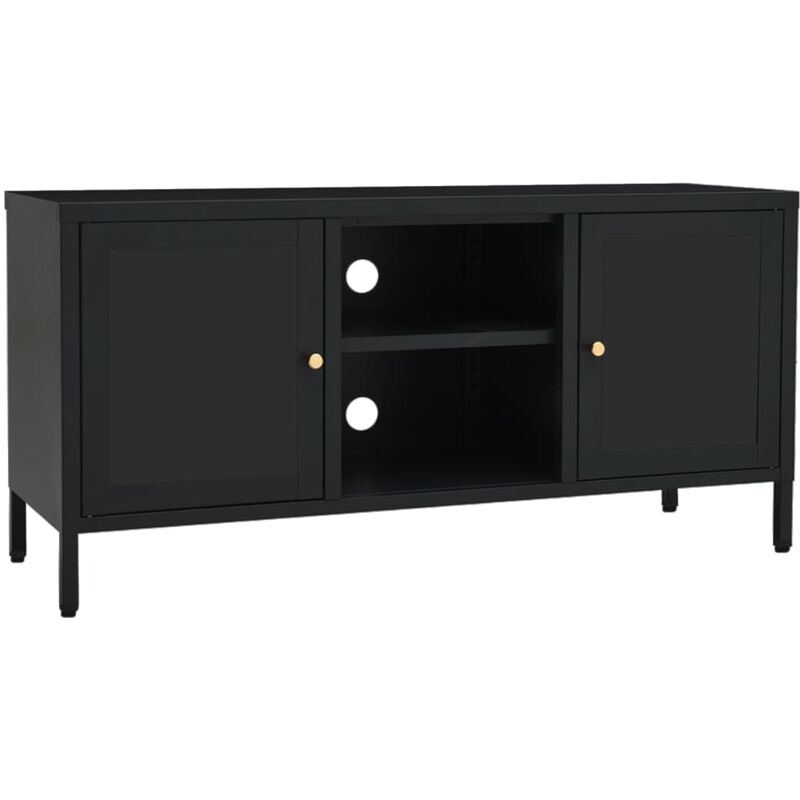 

vidaXL Mueble para el televisor acero y vidrio negro 105x35x52 cm - Negro