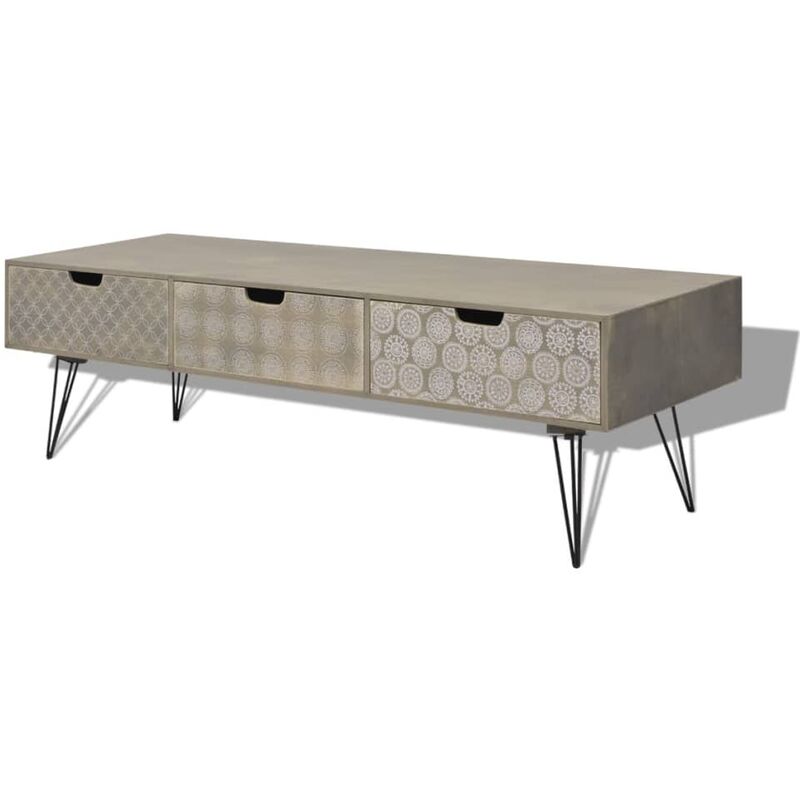 

vidaXL Mueble para la televisión con 3 cajones 120x40x36 cm gris - Gris