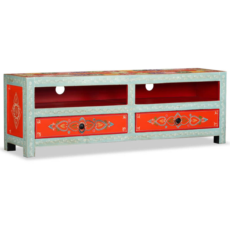 

Mueble para la TV de madera de mango maciza pintada a mano - Multicolor - Vidaxl