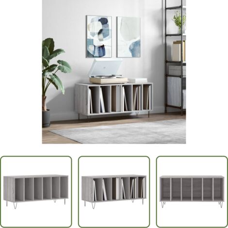 vidaXL Mueble para tocadiscos -  Mueble para discos madera contrachapada gris Sonoma 100x38x48cm