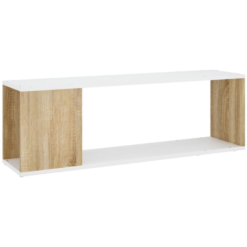 

Mueble para TV aglomerado blanco y roble Sonoma 100x24x32 cm - Blanco - Vidaxl