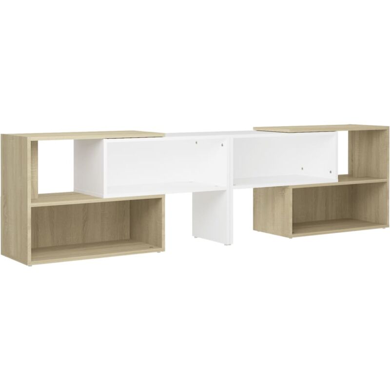 

Vidaxl - Mueble para TV aglomerado blanco y roble Sonoma 149x30x52 cm - Blanco