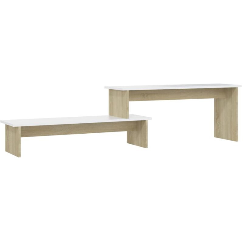 

Mueble para TV aglomerado blanco y roble Sonoma 180x30x43 cm - Blanco - Vidaxl