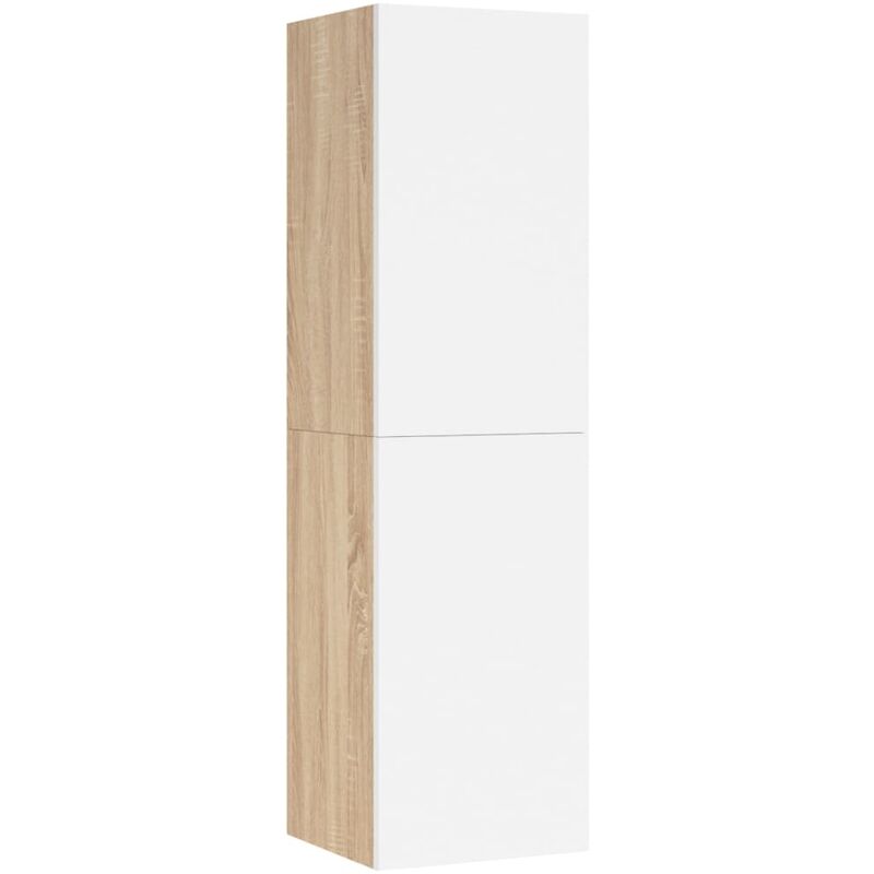 

Mueble para TV aglomerado blanco y roble Sonoma 30,5x30x110 cm - Blanco - Vidaxl