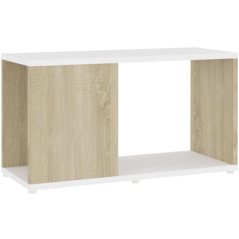 

Mueble para TV aglomerado blanco y roble Sonoma 60x24x32 cm - Blanco - Vidaxl