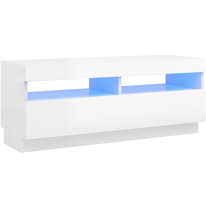 

vidaXL Mueble para TV con luces LED blanco brillante 100x35x40 cm - Blanco