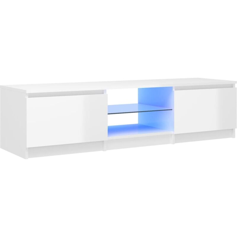 

vidaXL Mueble para TV con luces LED blanco brillante 140x40x35,5 cm - Blanco