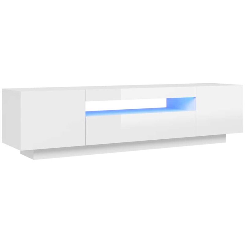 

Mueble para TV con luces LED blanco brillante 160x35x40 cm - Blanco - Vidaxl