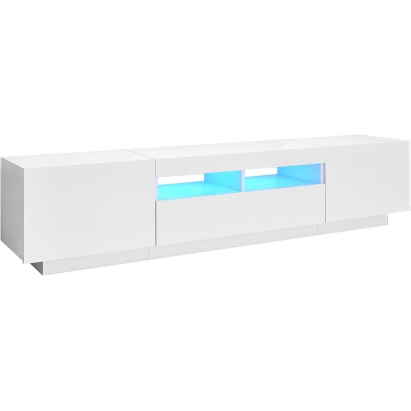 

Mueble para TV con luces LED blanco brillante 180x35x40 cm - Blanco - Vidaxl