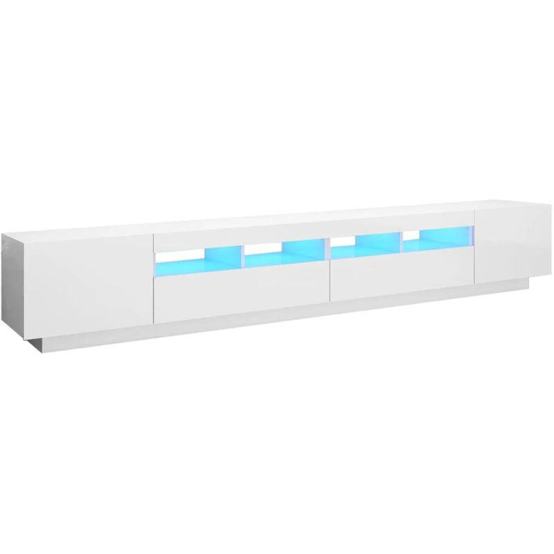 

Mueble para TV con luces LED blanco brillante 260x35x40 cm - Blanco - Vidaxl