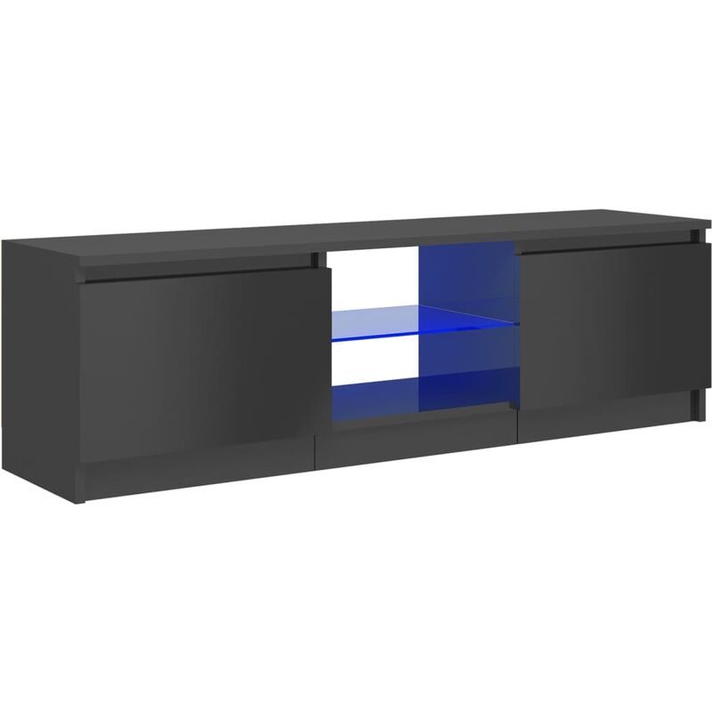 

vidaXL Mueble para TV con luces LED gris brillante 120x30x35,5 cm - Gris