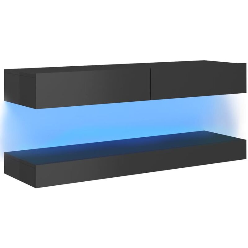 

vidaXL Mueble para TV con luces LED gris brillante 120x35 cm - Gris