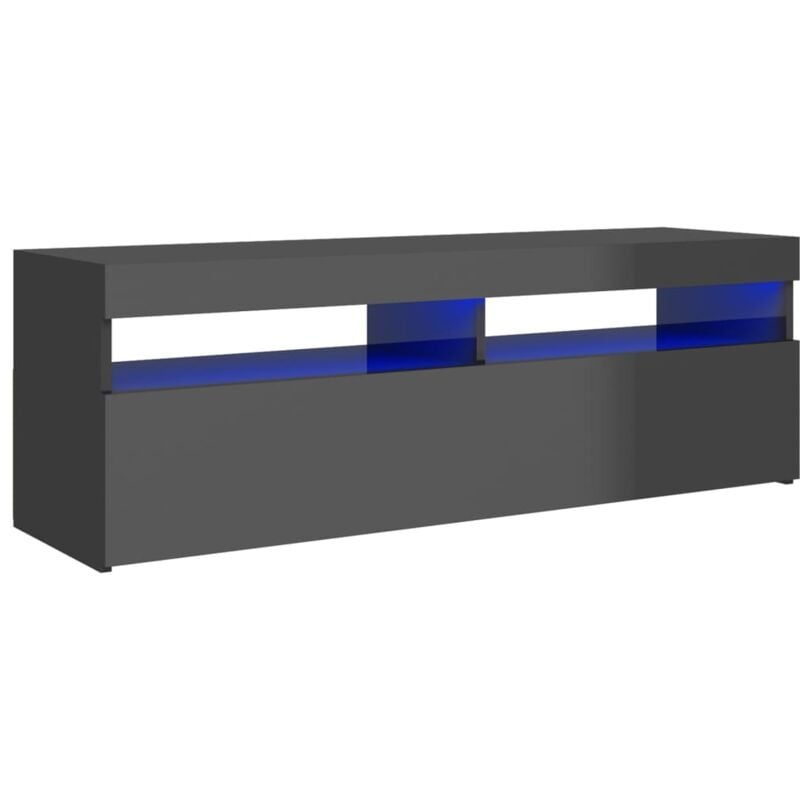 

vidaXL Mueble para TV con luces LED gris brillante 120x35x40 cm - Gris