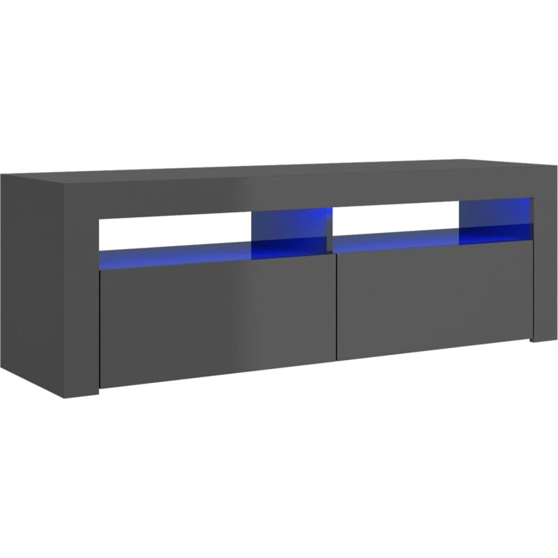 

Mueble para TV con luces LED gris brillante 120x35x40 cm - Gris - Vidaxl