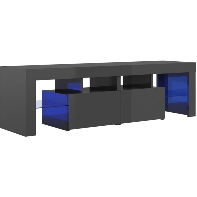 

Mueble para TV con luces LED gris brillante 140x35x40 cm - Gris - Vidaxl