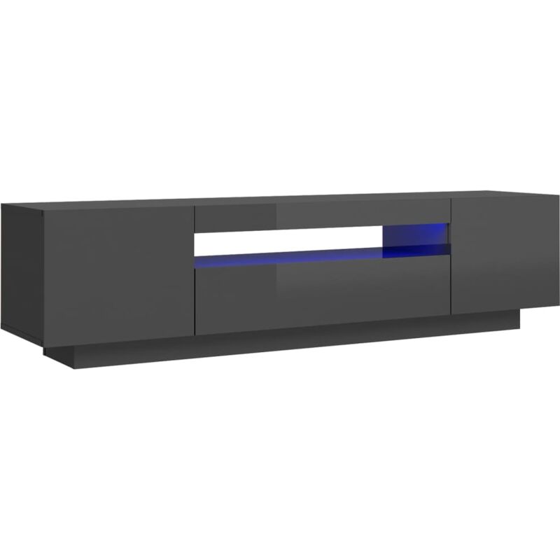 

Vidaxl - Mueble para TV con luces LED gris brillante 160x35x40 cm - Gris