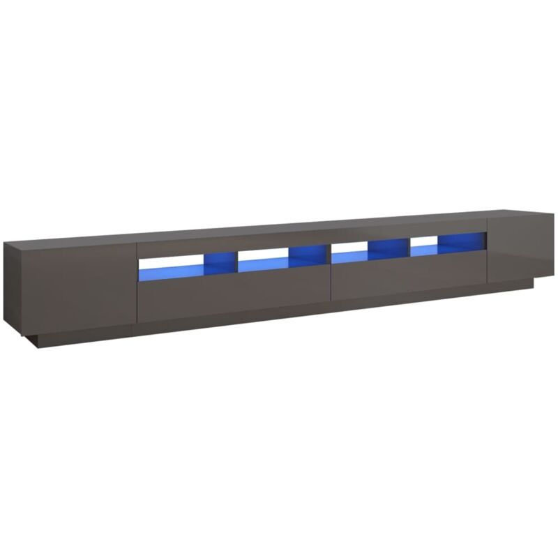 

Mueble para TV con luces LED gris brillante 300x35x40 cm - Gris - Vidaxl