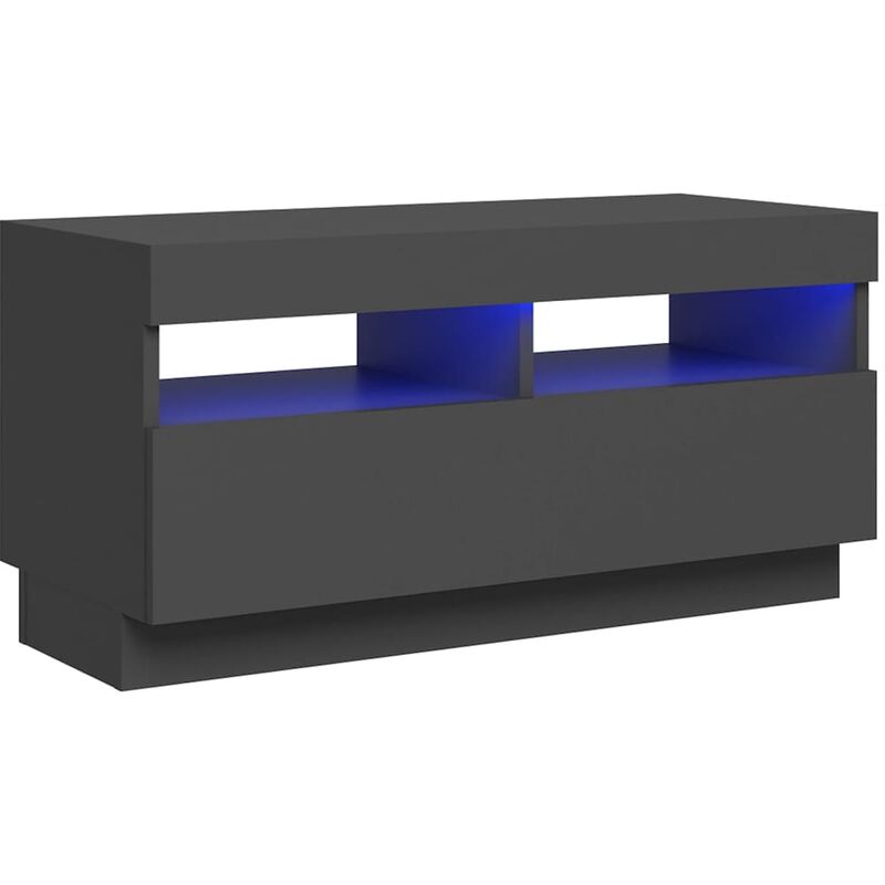

vidaXL Mueble para TV con luces LED gris brillante 80x35x40 cm - Gris