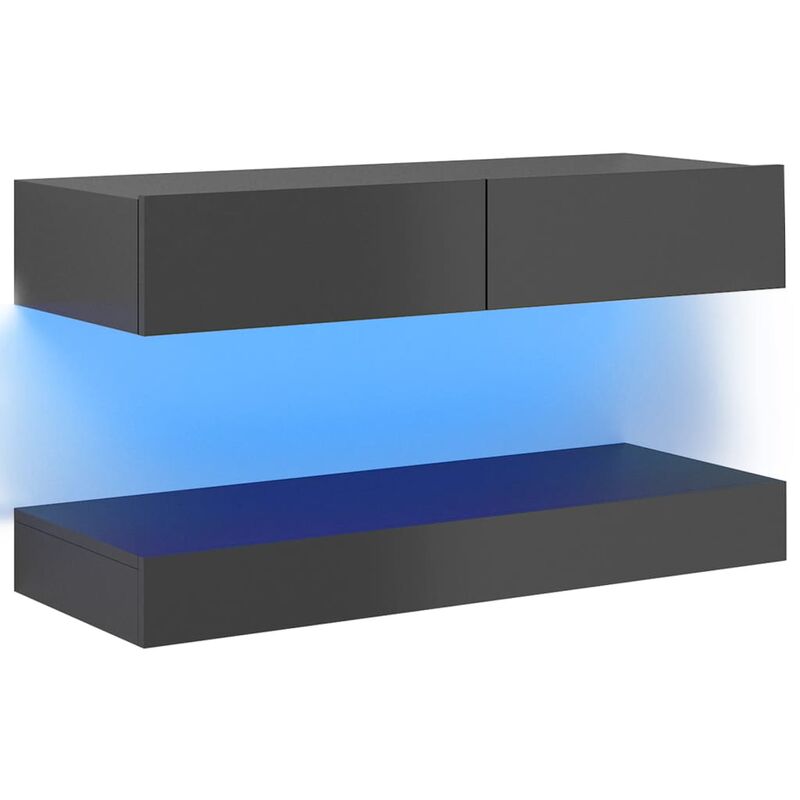 

vidaXL Mueble para TV con luces LED gris brillante 90x35 cm - Gris