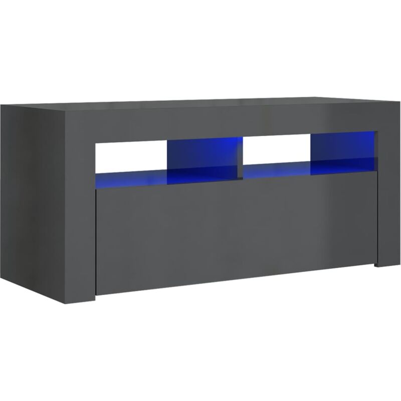 

Vidaxl - Mueble para TV con luces LED gris brillante 90x35x40 cm - Gris