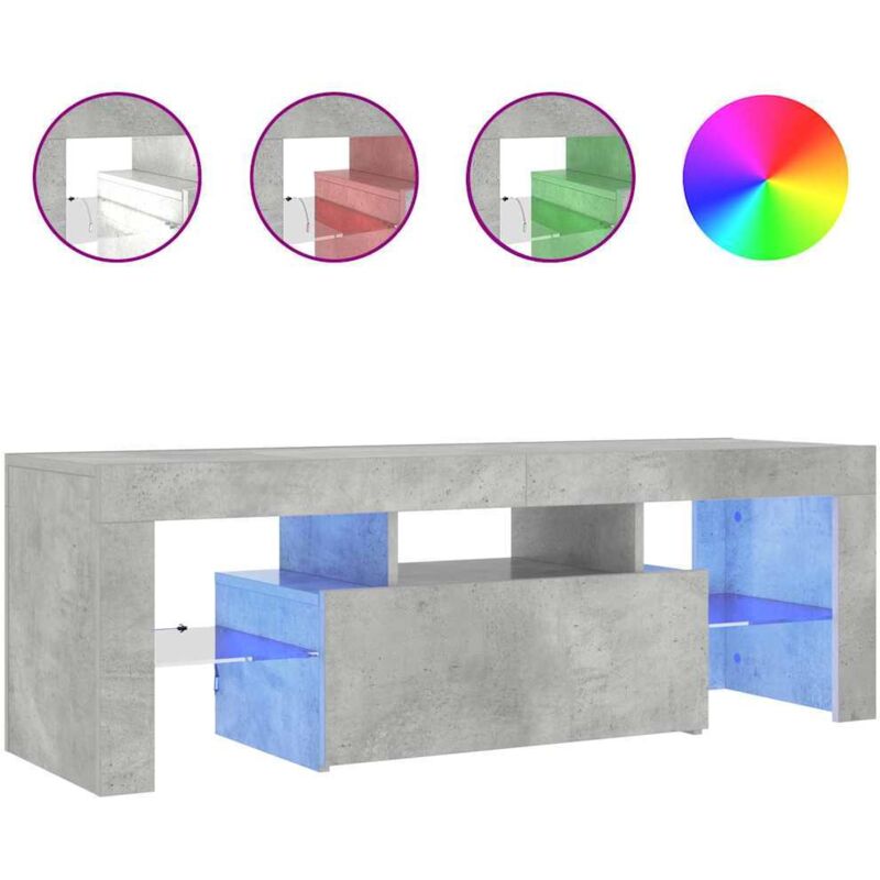 

vidaXL Mueble para TV con luces LED gris hormigón 120x35x40 cm - Gris