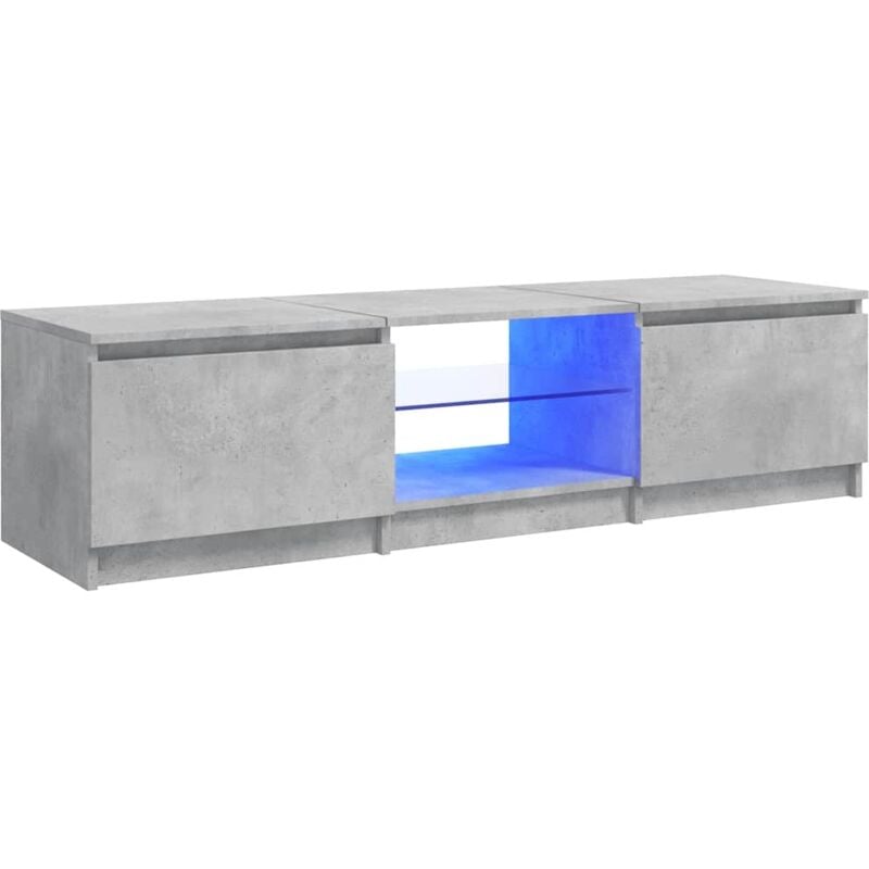 

vidaXL Mueble para TV con luces LED gris hormigón 140x40x35,5 cm - Gris