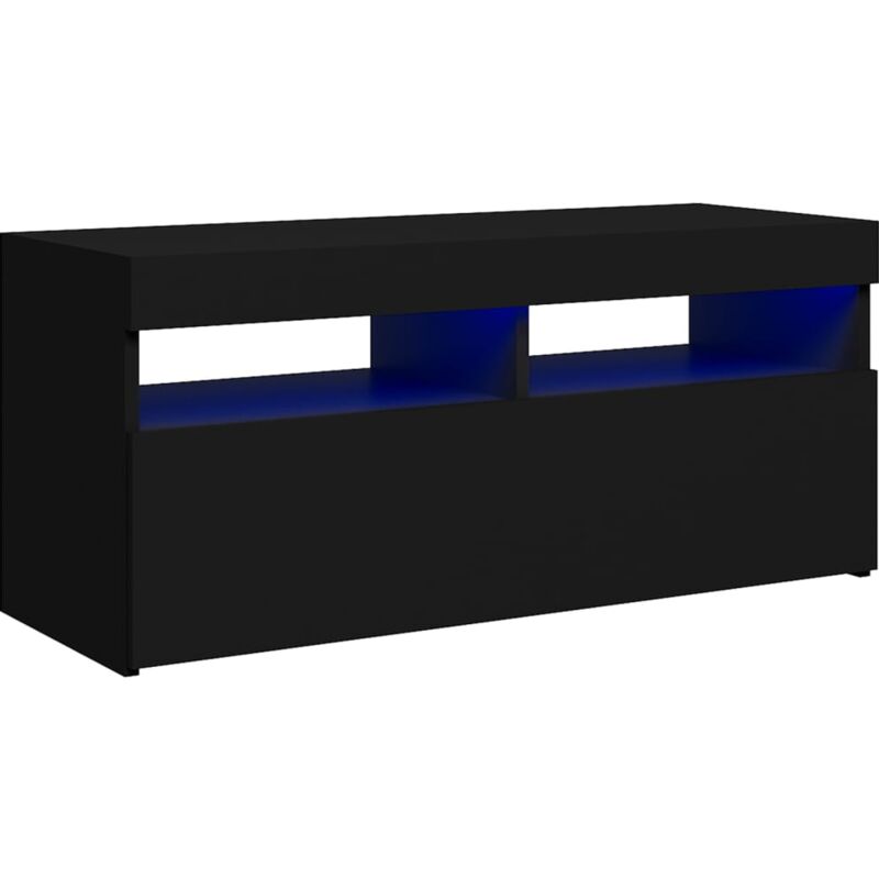 

Mueble para TV con luces LED negro 90x35x40 cm - Negro - Vidaxl