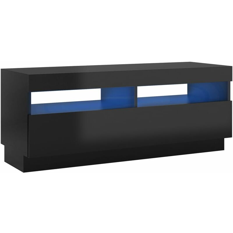 

Mueble para TV con luces LED negro brillante 100x35x40 cm - Negro - Vidaxl