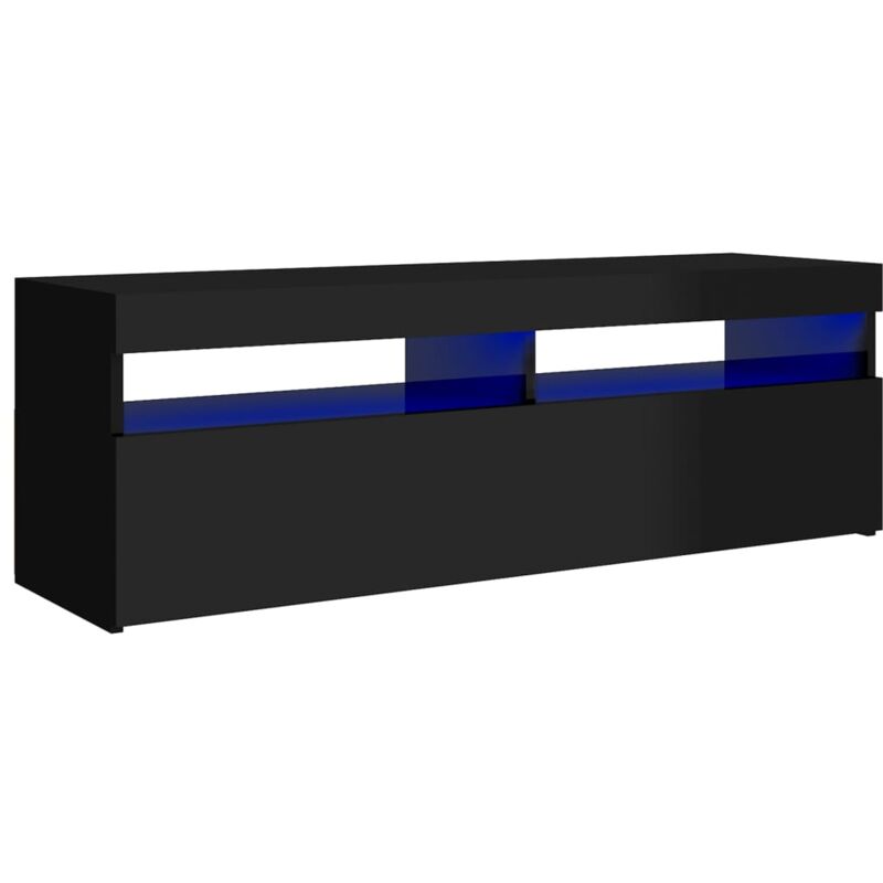 

vidaXL Mueble para TV con luces LED negro brillante 120x35x40 cm - Negro