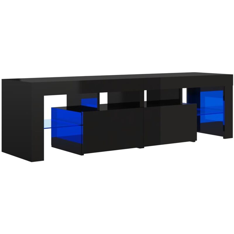 

vidaXL Mueble para TV con luces LED negro brillante 140x35x40 cm - Negro