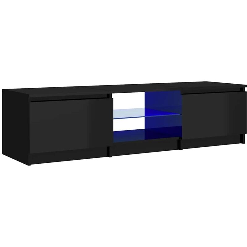 

Vidaxl - Mueble para TV con luces LED negro brillante 140x40x35,5 cm - Negro