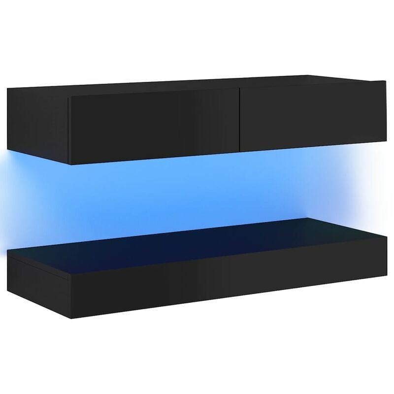 

vidaXL Mueble para TV con luces LED negro brillante 90x35 cm - Negro