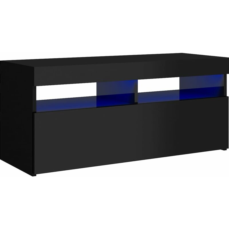 

Vidaxl - Mueble para TV con luces LED negro brillante 90x35x40 cm - Negro