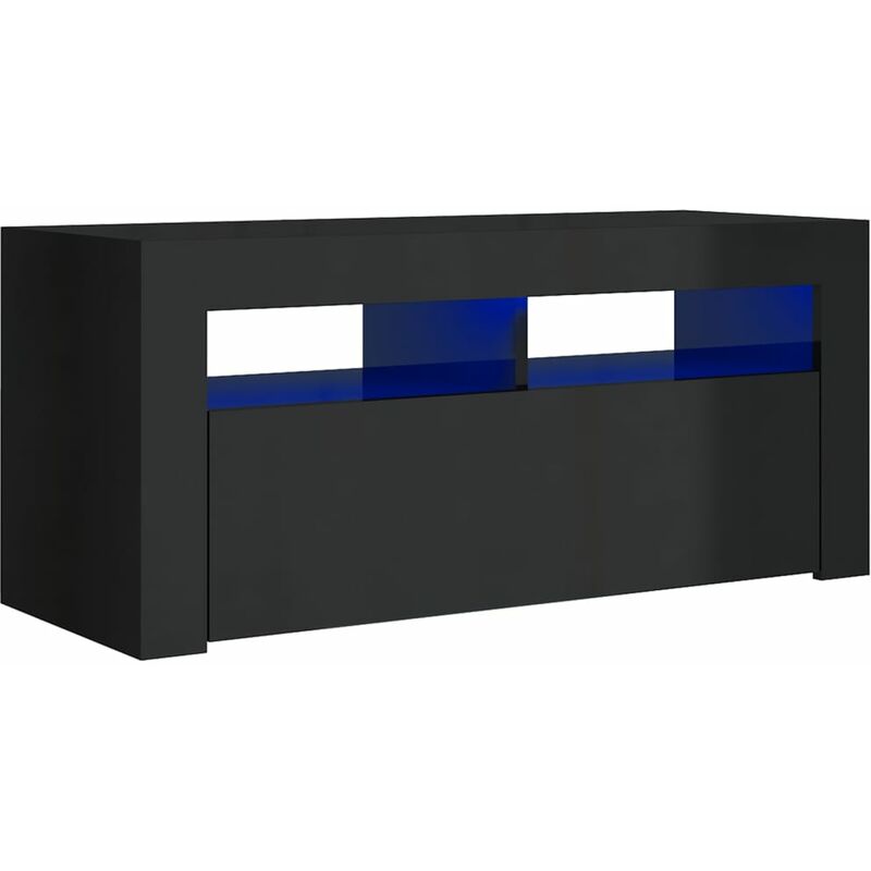 

Vidaxl - Mueble para TV con luces LED negro brillante 90x35x40 cm - Negro