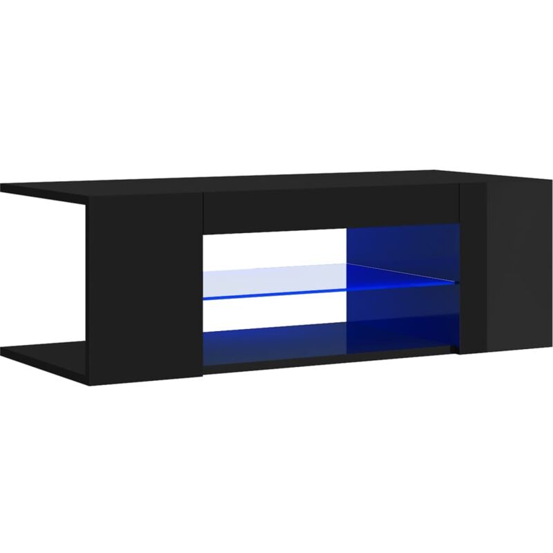

vidaXL Mueble para TV con luces LED negro brillante 90x39x30 cm - Negro