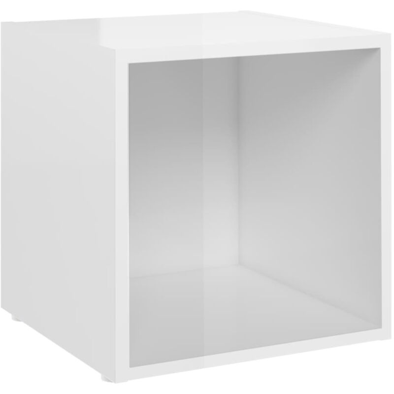 

vidaXL Mueble para TV de aglomerado blanco brillante 37x35x37 cm - Blanco