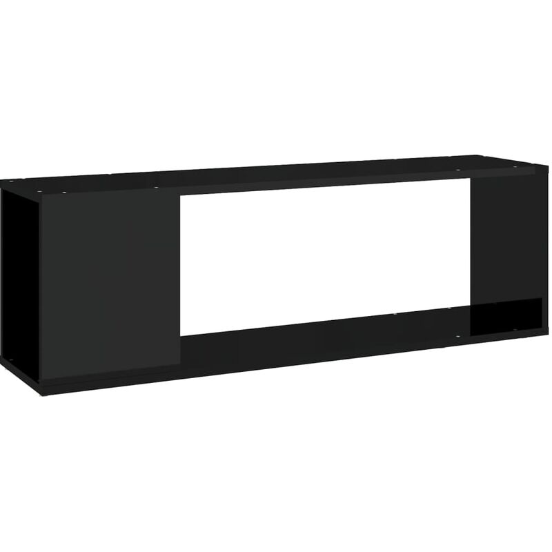 

Mueble para TV de aglomerado negro brillante 100x24x32 cm - Negro - Vidaxl
