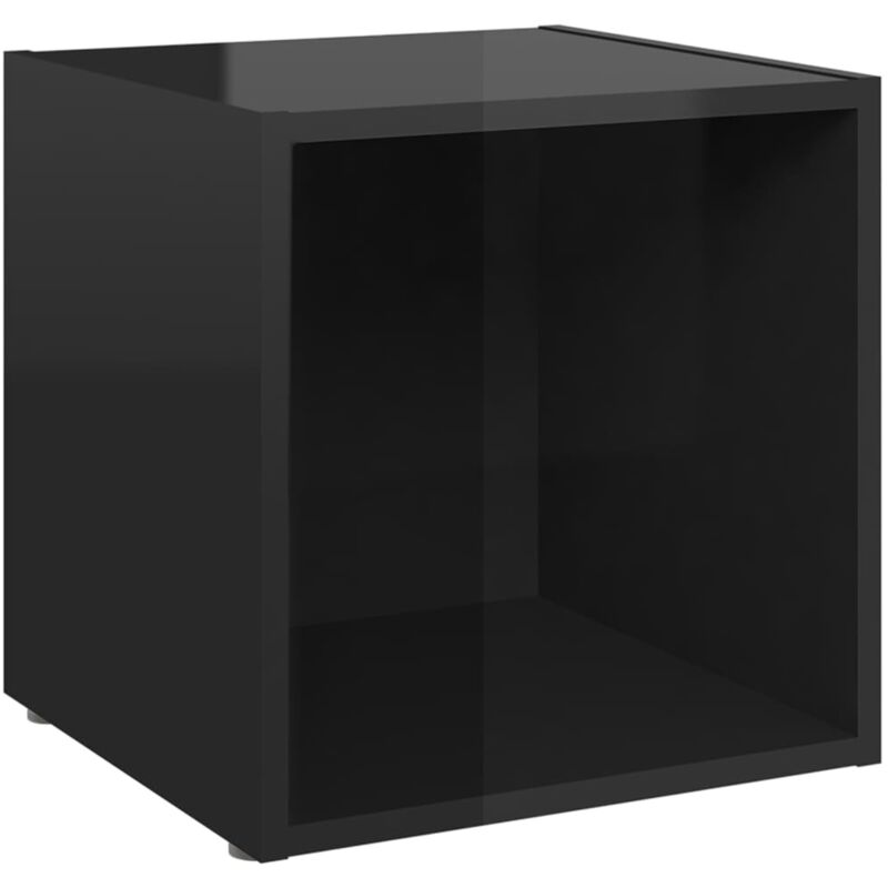 

vidaXL Mueble para TV de aglomerado negro brillante 37x35x37 cm - Negro