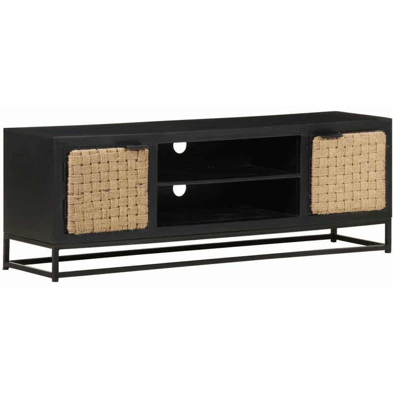 

Mueble para TV de madera maciza de mango 120x30x40 cm - Negro - Vidaxl