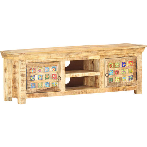vidaXL Mueble para TV de madera maciza de mango 120x30x40 cm - Multicolor